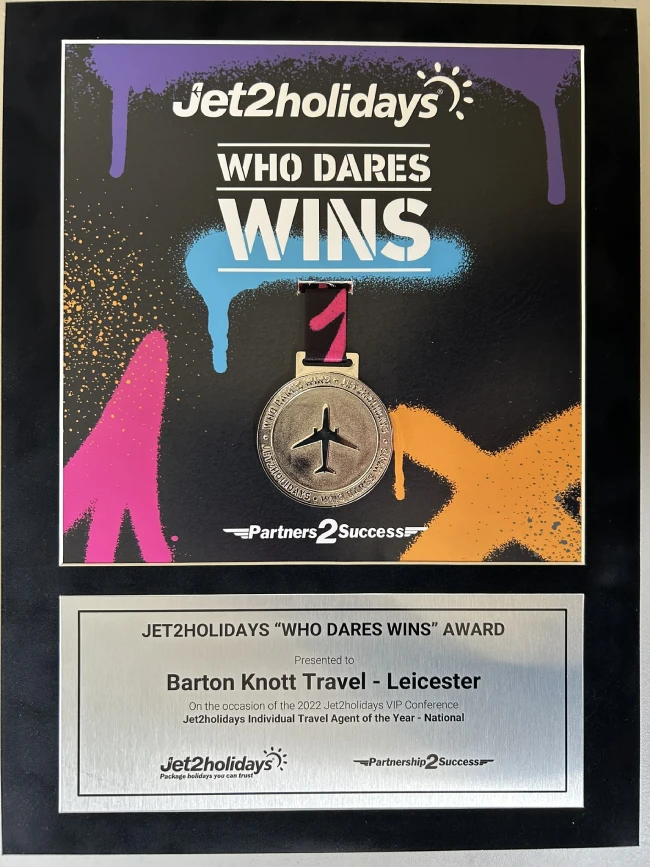 jet2holidays who dares wins award