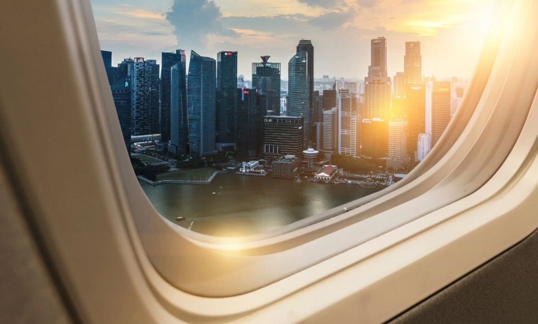City in Plane Window